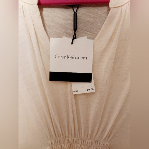 Nwt - Calvin Klein Jeans Women's Cream Color Top Blouse Size SP. - Picture 2 of 3